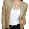 Women Sequin Jackets Long Sleeve Open Front Cardigan Coat Fall Tops Outerwear For Club Party